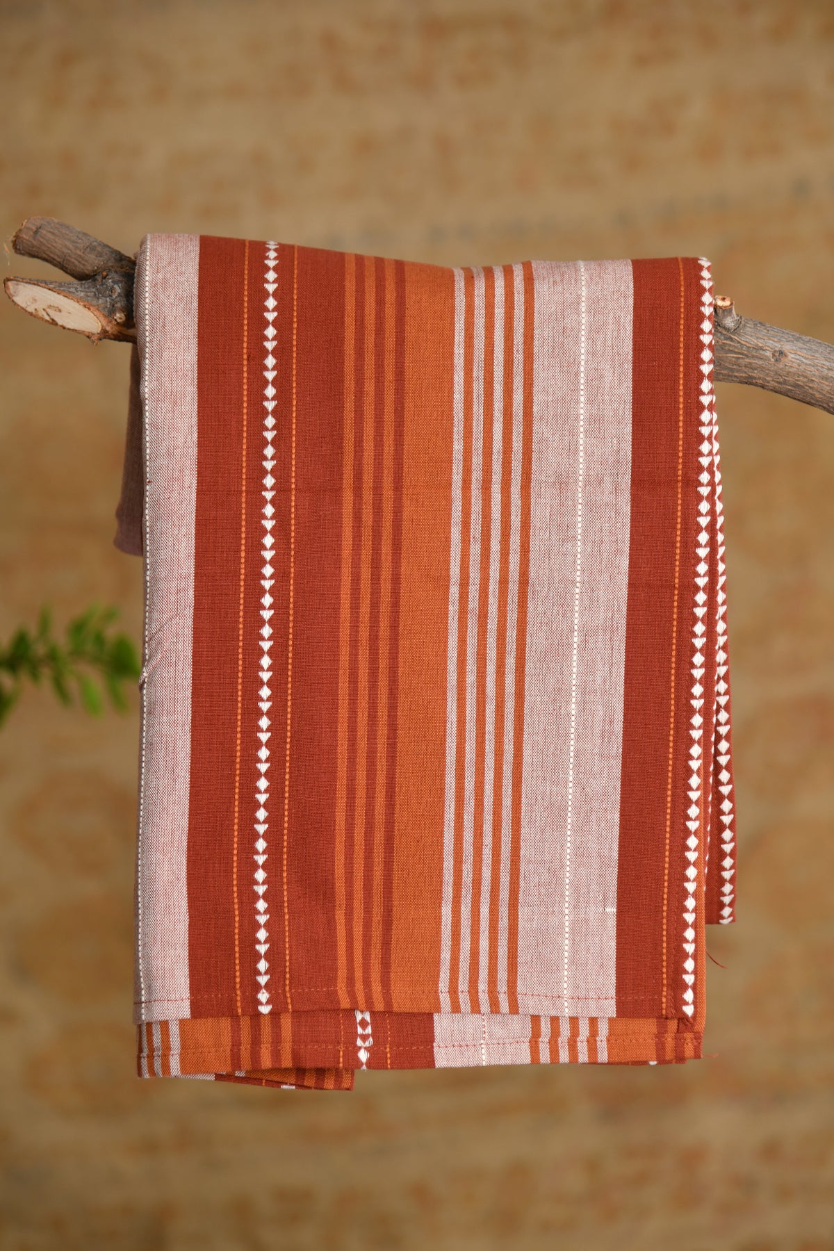 Striped Brown Cotton Bedsheet And 2 Pillow Cover