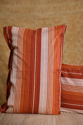 Striped Brown Cotton Bedsheet And 2 Pillow Cover
