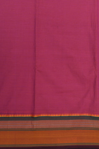 Striped Punch Pink Semi Dharwad Cotton Saree
