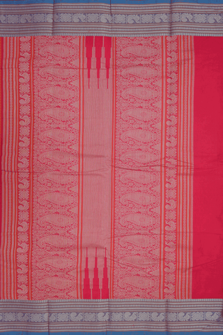 Striped Threadwork Chilli Red Kanchi Cotton Saree