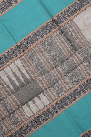 Striped Threadwork Design Beige Kanchi Cotton Saree