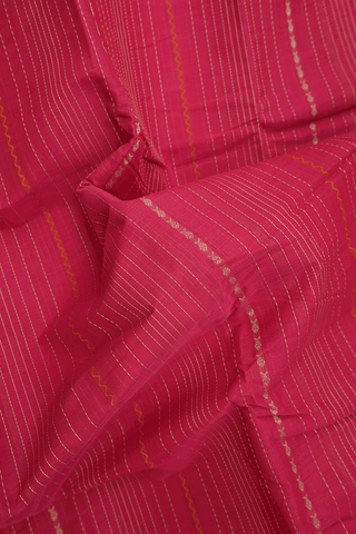 Striped Threadwork Design Blush Red Kanchi Cotton Saree