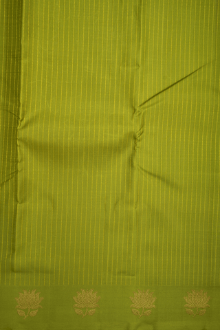 Striped Threadwork Design Pear Green Kanchipuram Silk Saree