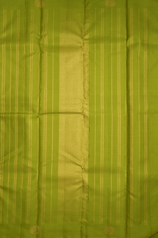 Striped Threadwork Design Pear Green Kanchipuram Silk Saree