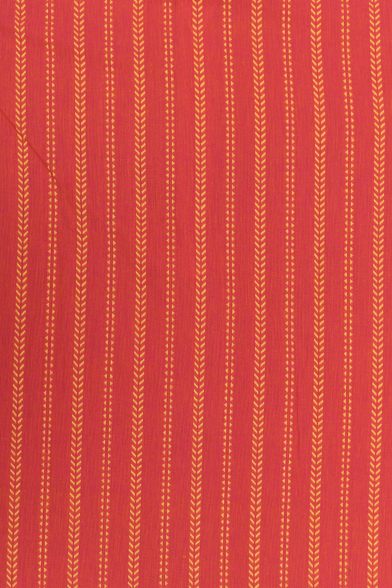 Mandarin Collar Red Striped Cotton Short Kurta