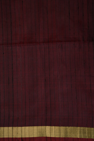 Stripes Chocolate Brown Plain Silk Saree