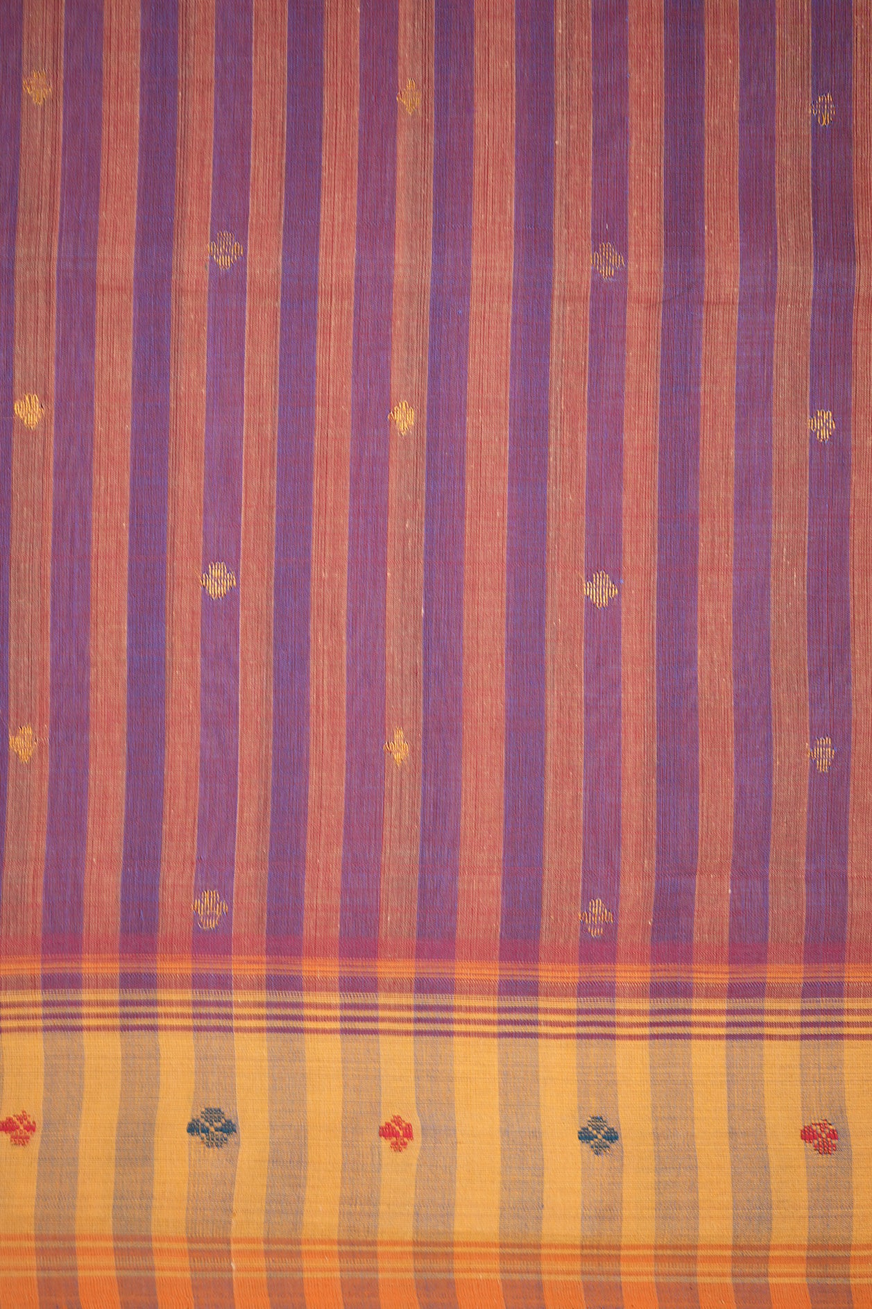 Stripes And Buttas Purple Peach Venkatagiri Saree