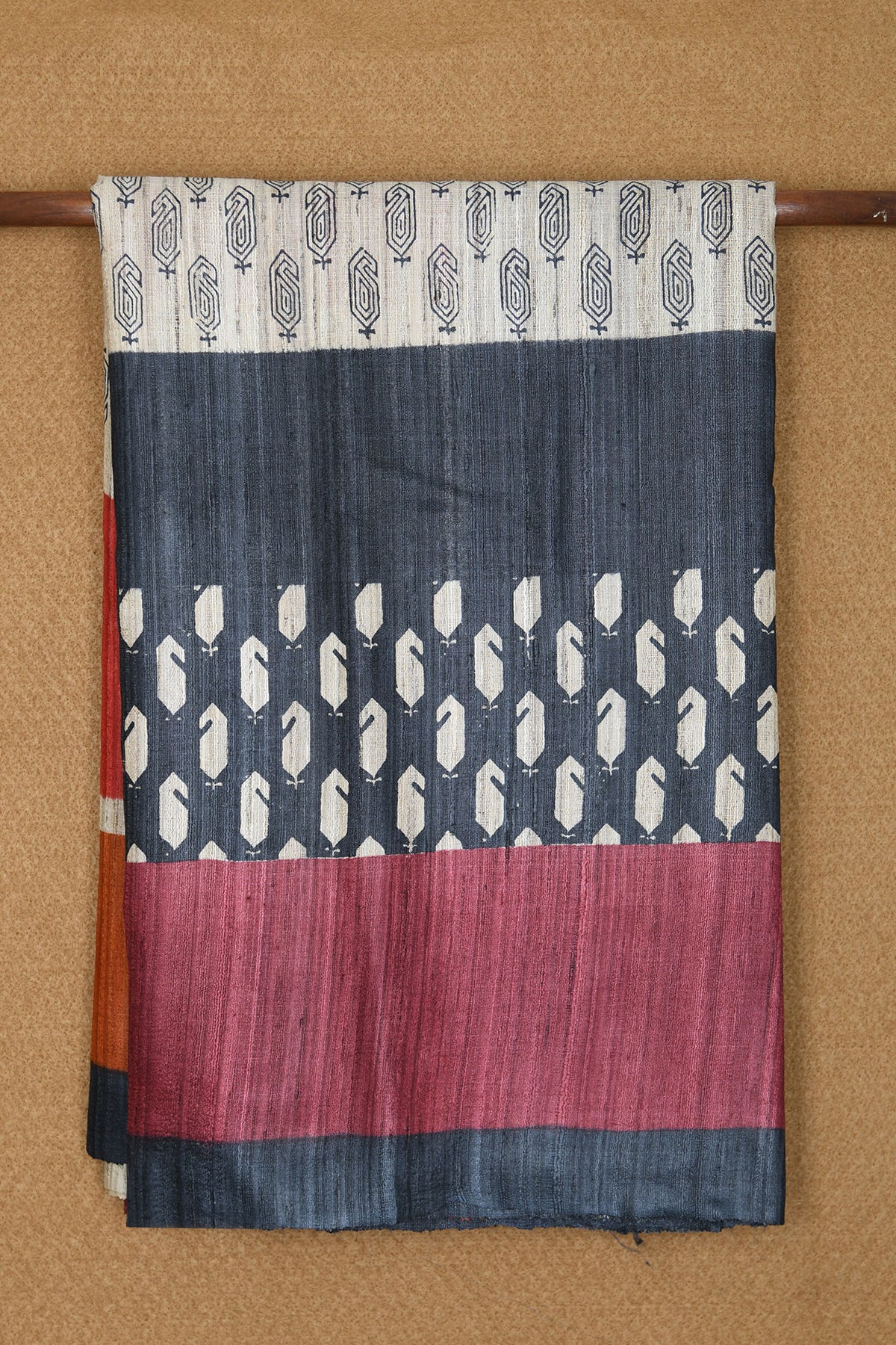 Stripes And Paisley Printed Multicolor Jute Silk Saree