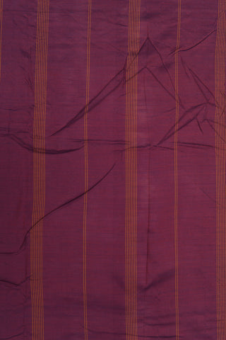 Stripes Border In Plain Cream Color Semi Dharwad Cotton Saree