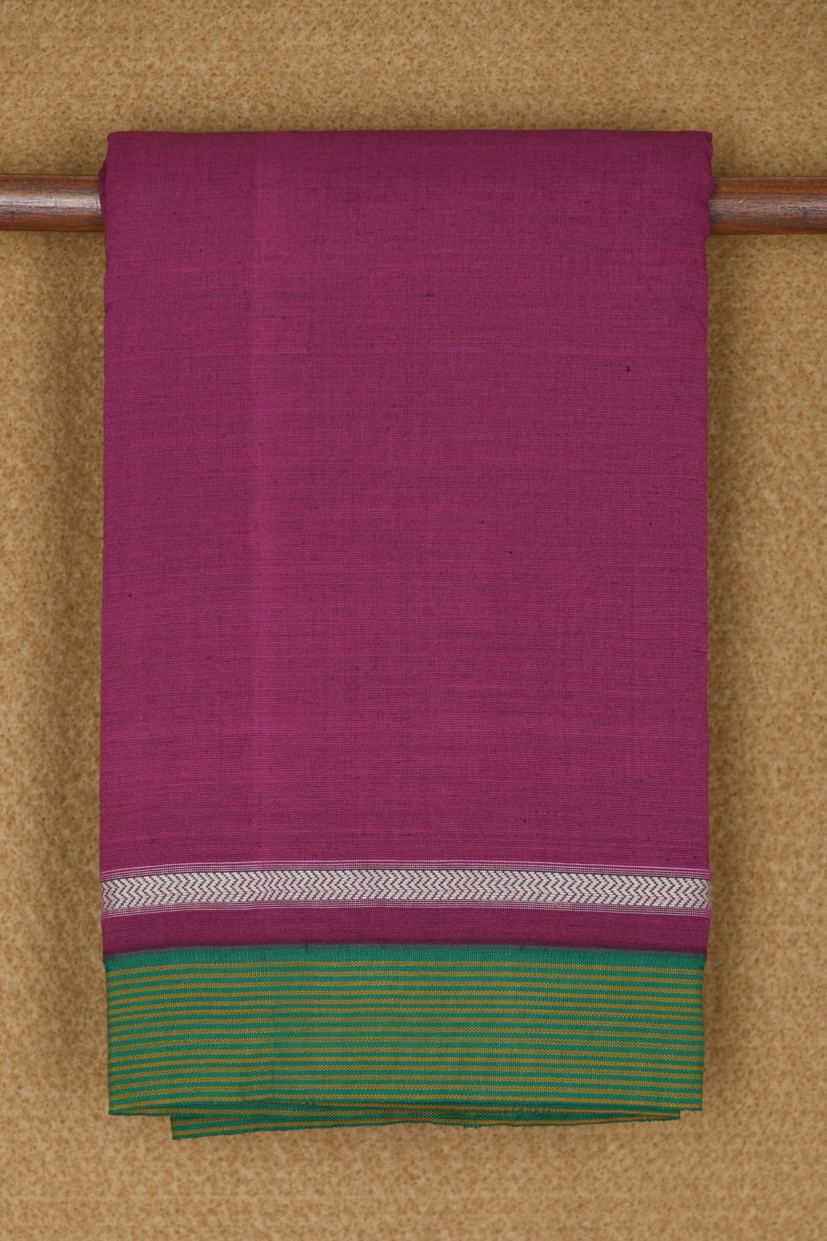 Stripes Border In Plain Purple Semi Dharwad Cotton Saree