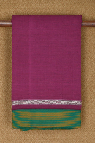 Stripes Border In Plain Purple Semi Dharwad Cotton Saree