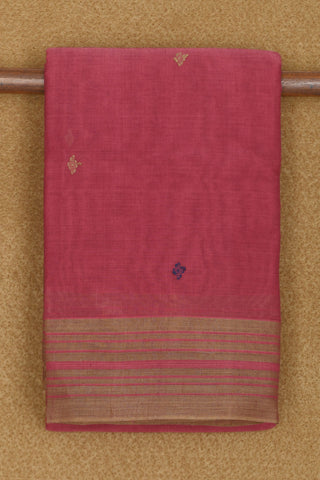 Stripes Border With Thread Work Buttis Blush Pink Kanchi Cotton Saree