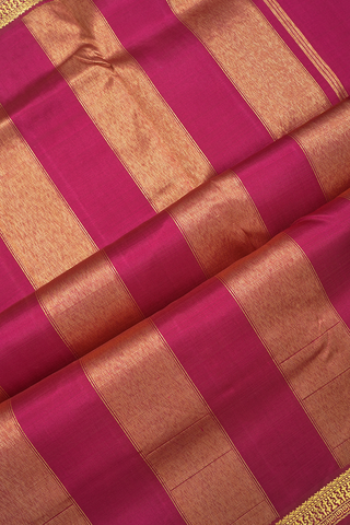 Stripes Buttas Punch Pink Kanchipuram Nine Yards Silk Saree