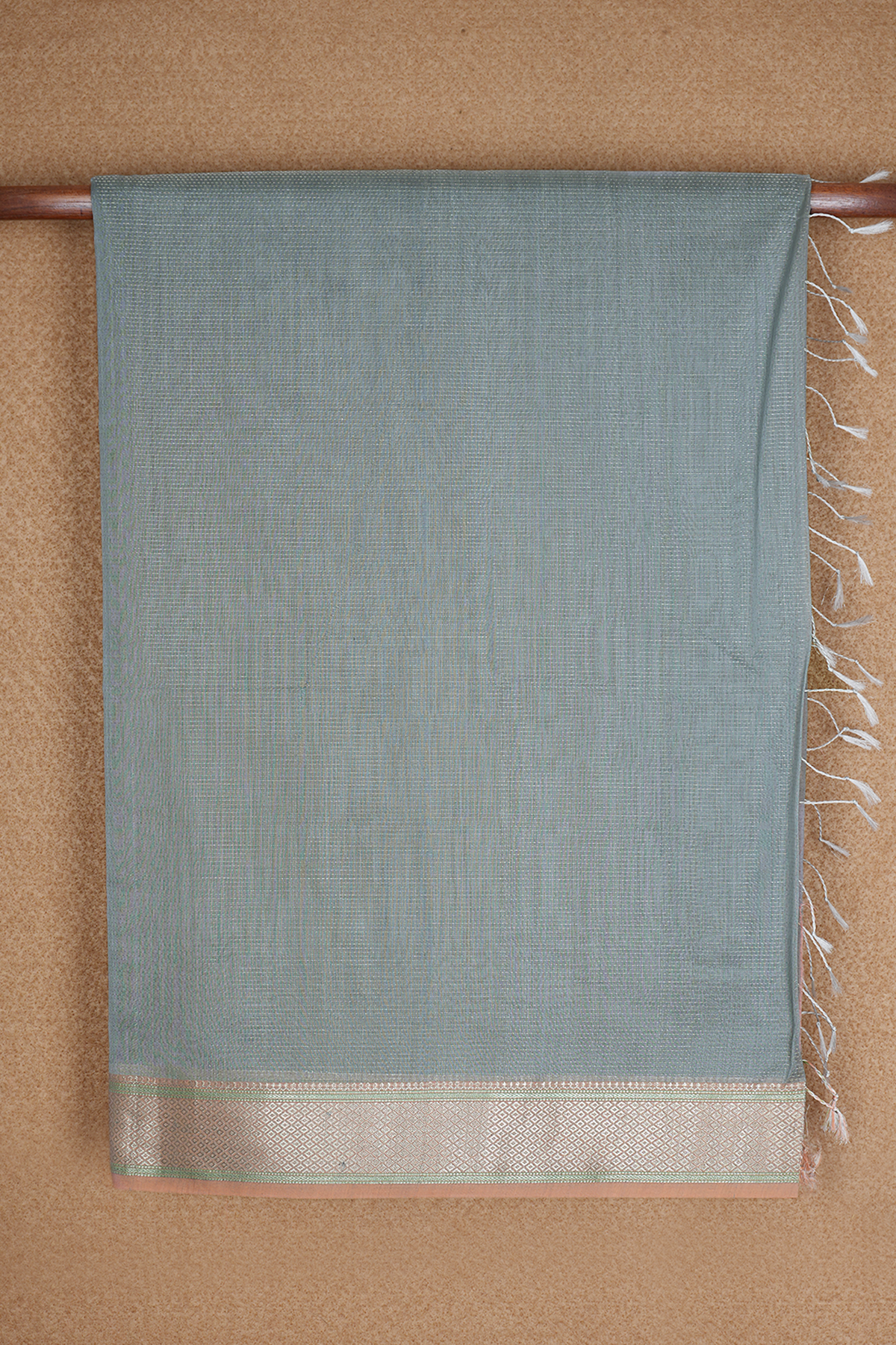 Stripes Design Aegean Blue Maheswari Silk Cotton Saree