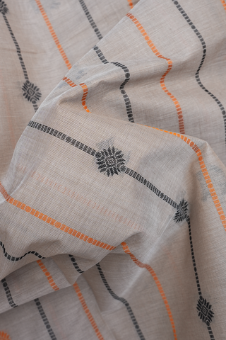 Stripes Design Beige Coimbatore Cotton Saree