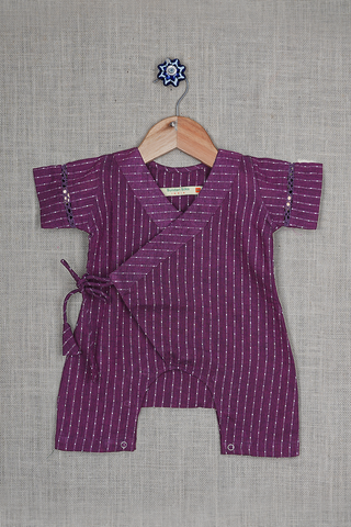 Stripes Design Berry Purple Cotton Jumpsuit