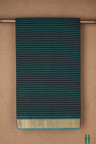 Stripes Design Black And Blue Mangalagiri Cotton Saree