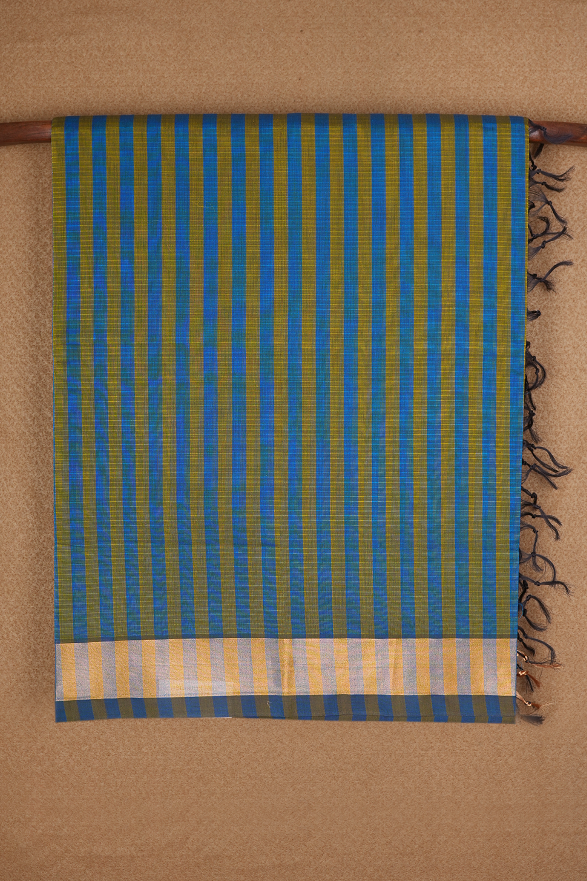 Stripes Design Blue And Yellow Venkatagiri Cotton Saree