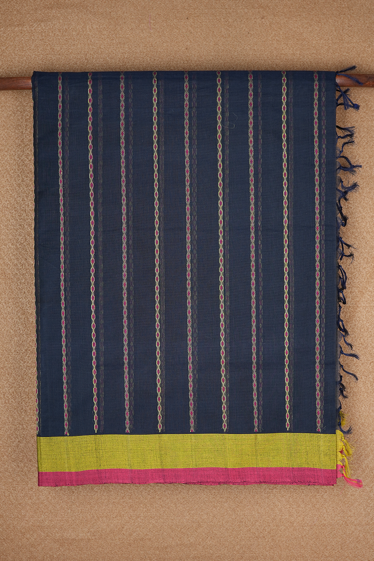 Stripes Design Midnight Blue Coimbatore Cotton Saree