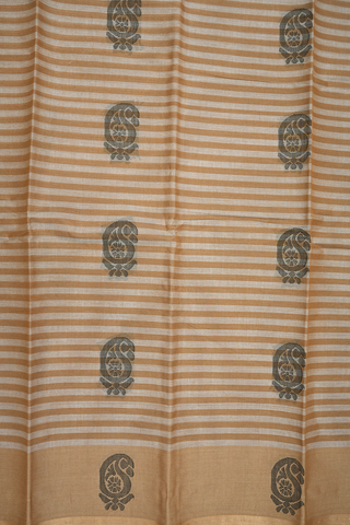Stripes Design Brown Kanchi Cotton Saree