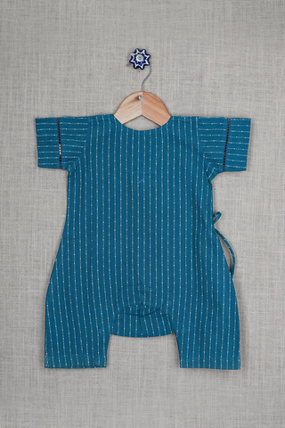 Stripes Design Capri Blue Cotton Jumpsuit