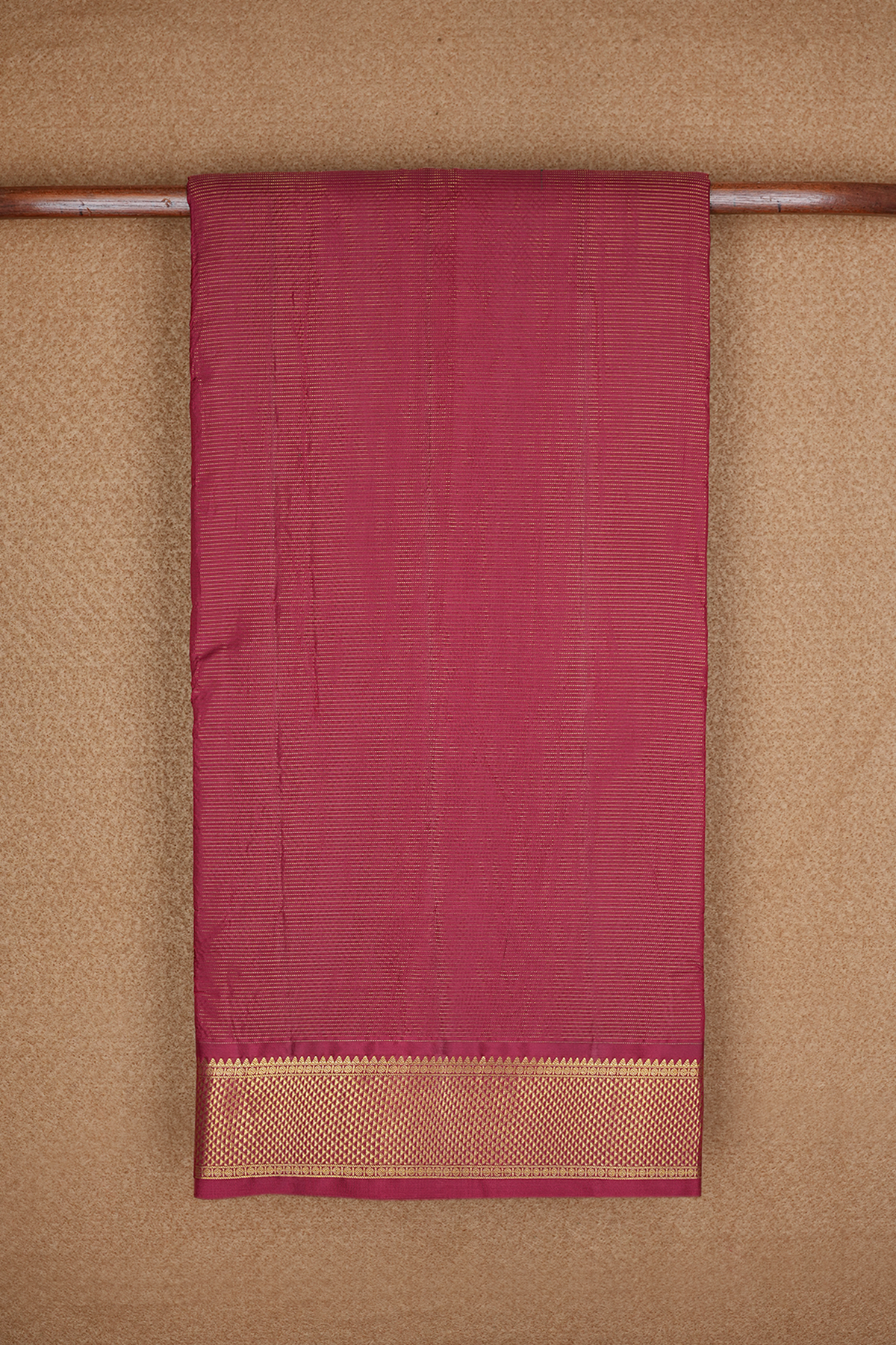 Stripes Design Cherry Red Kanchipuram Nine Yards Silk Saree
