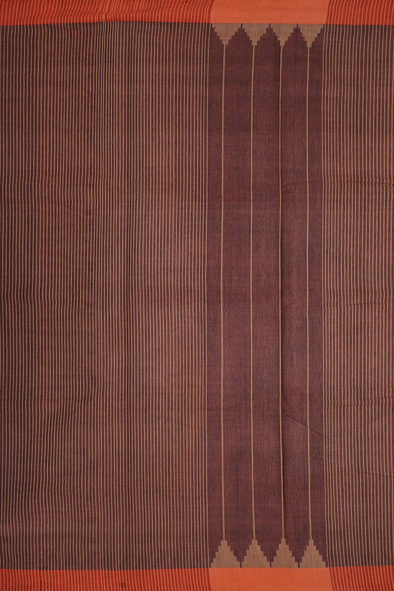 Stripes Design Chocolate Brown Bengal Cotton Saree