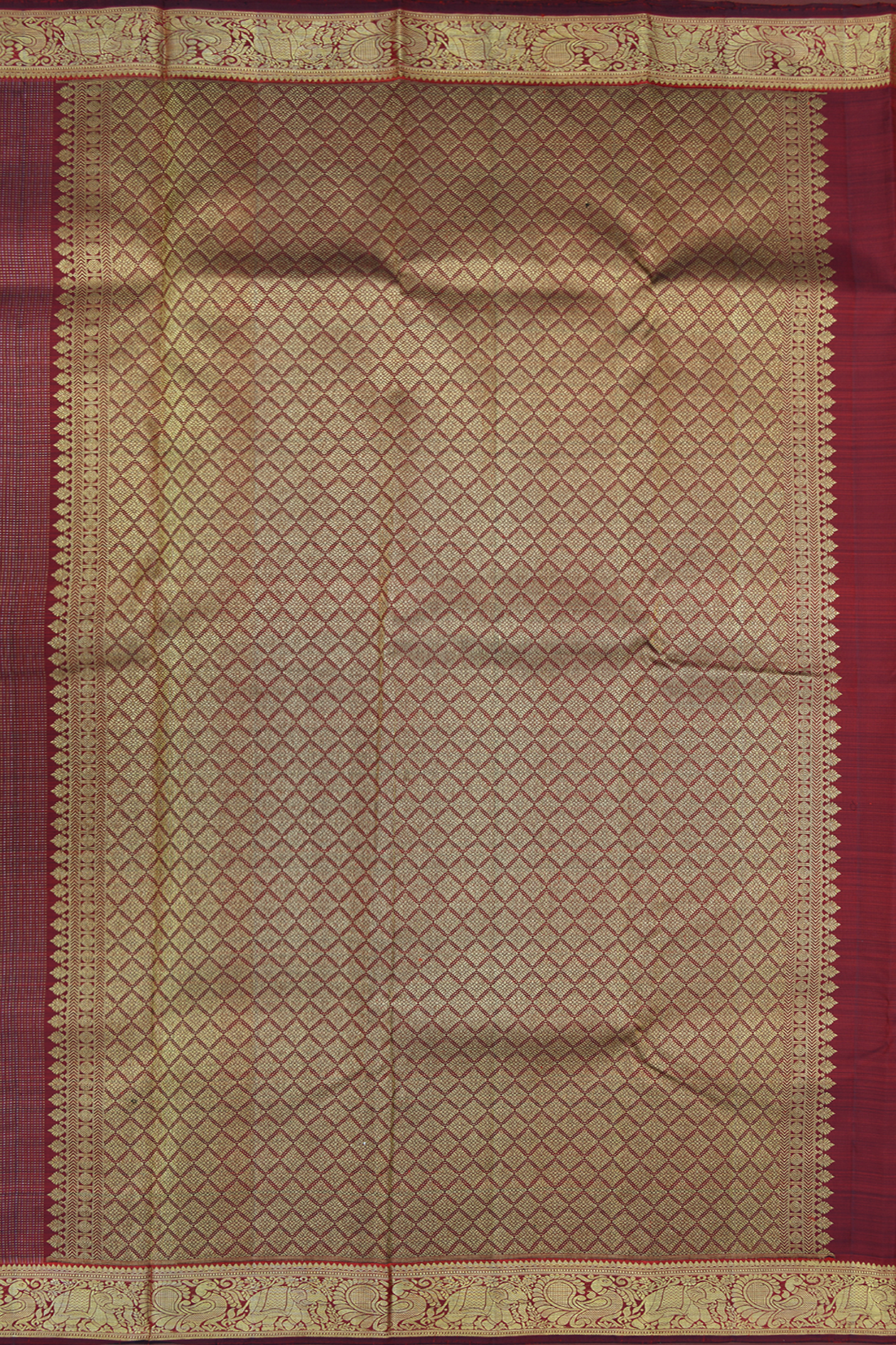 Stripes Design Chocolate Brown Kanchipuram Silk Saree