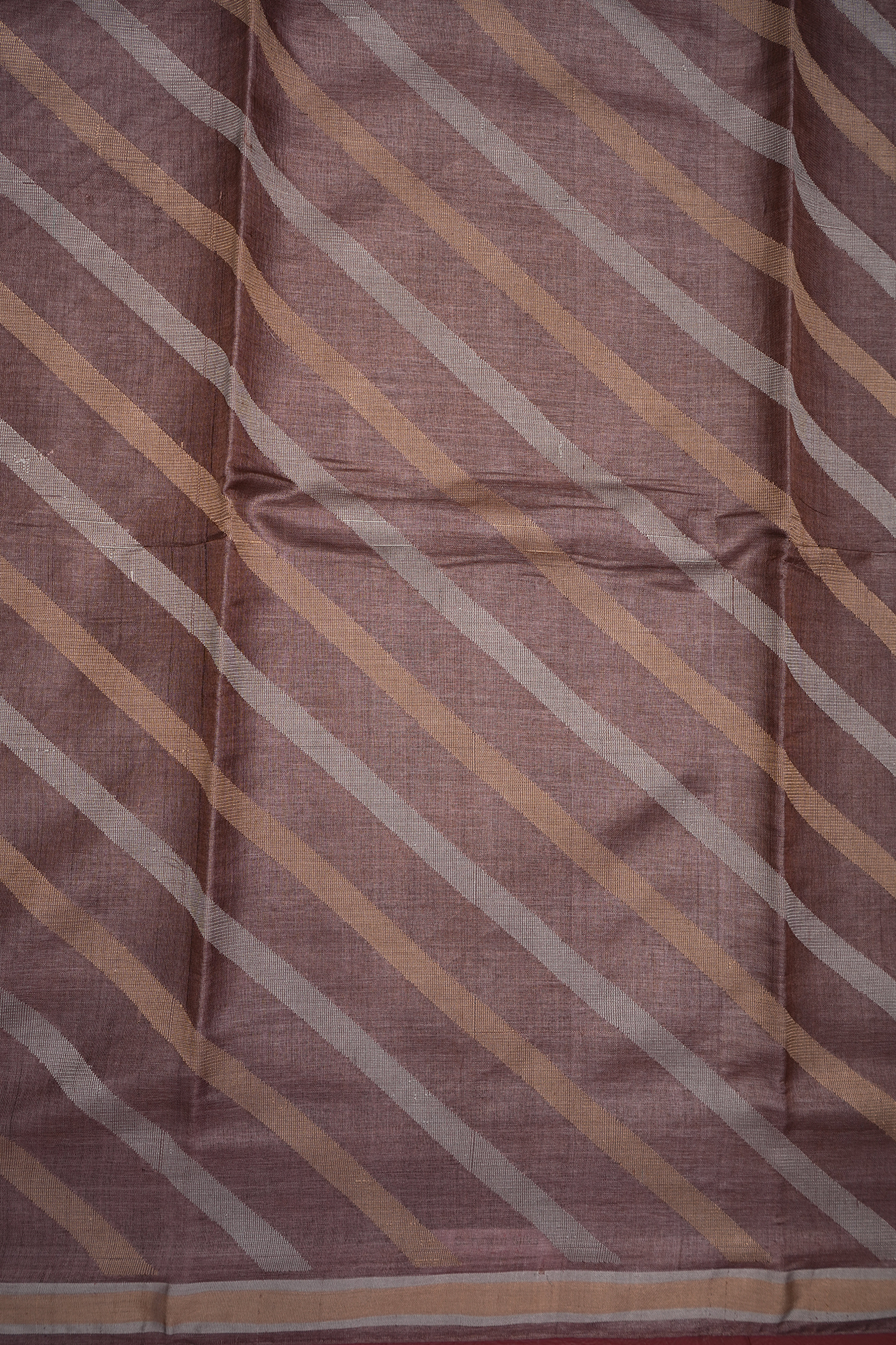 Stripes Design Cocoa Brown Tussar Silk Saree