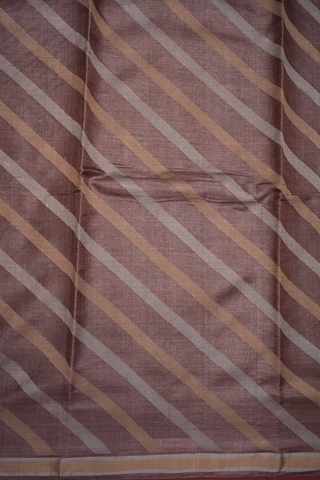 Stripes Design Cocoa Brown Tussar Silk Saree