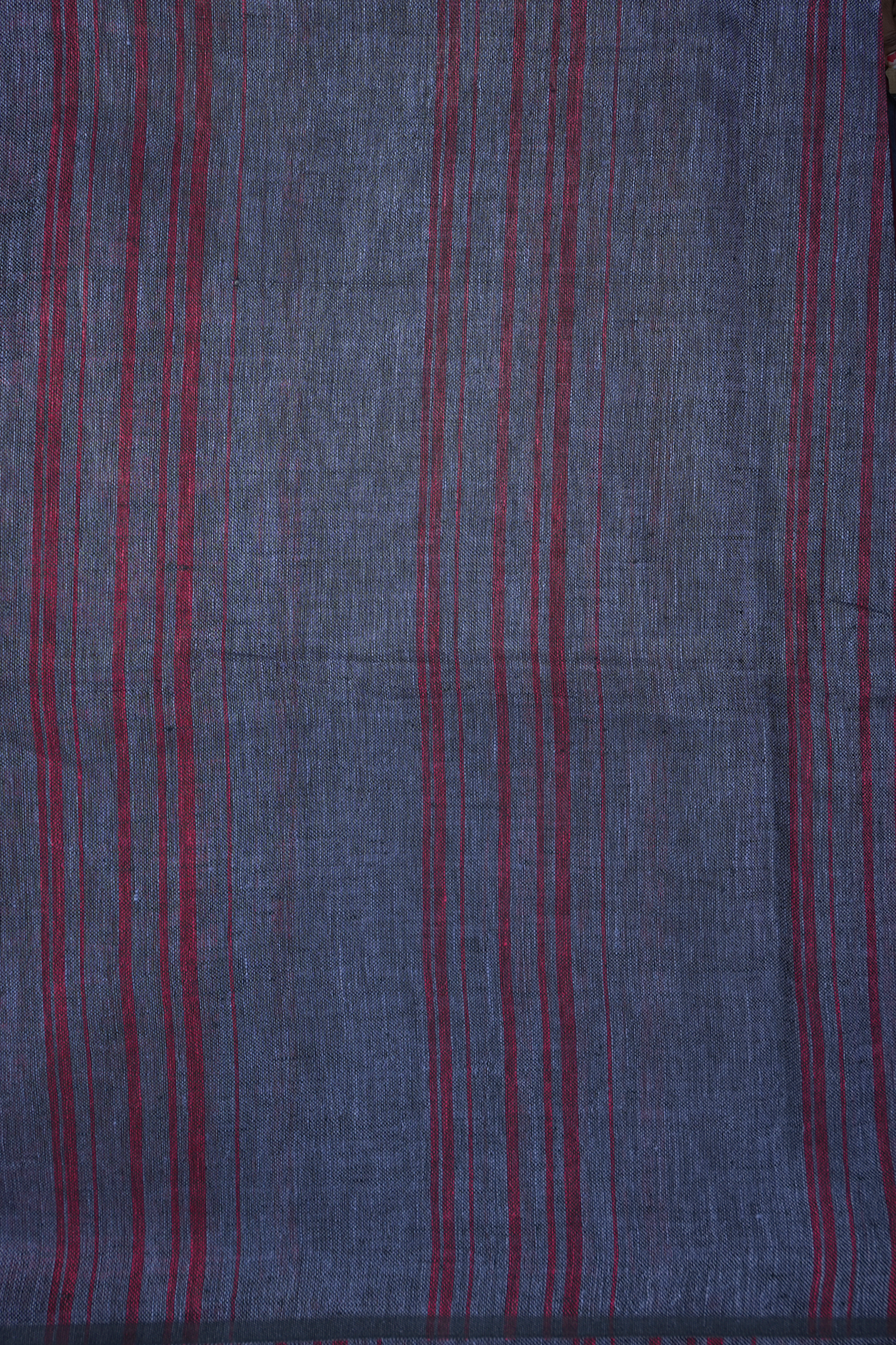 Stripes Design Dark Grey Semi Linen Saree