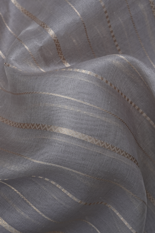 Stripes Design Dusty Green Organza Banarasi Silk Saree