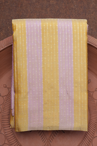 Stripes Design Dusty Purple And Yellow Kanchipuram Silk Saree