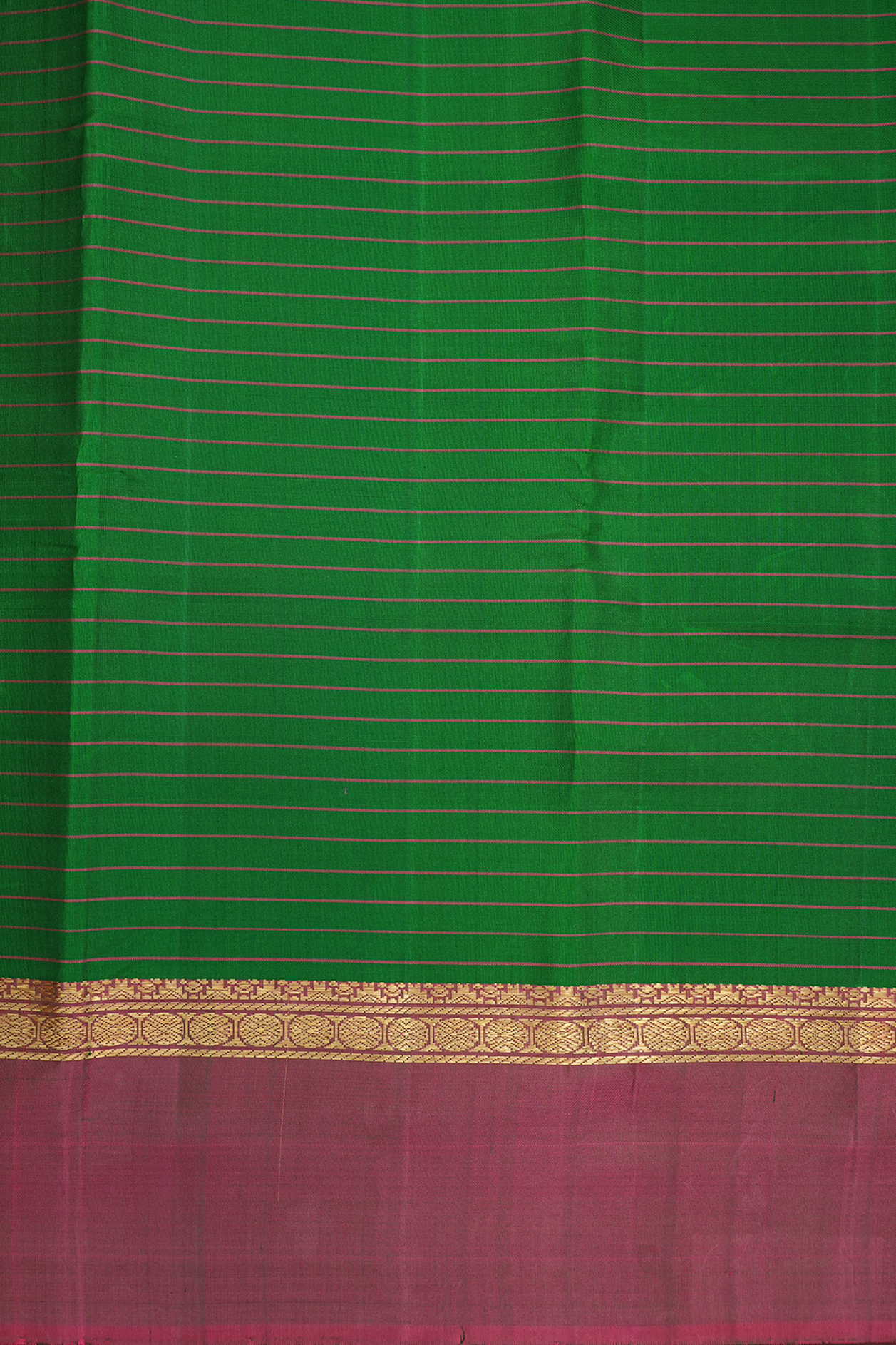 Stripes Design Emerald Green Kanchipuram Silk Saree
