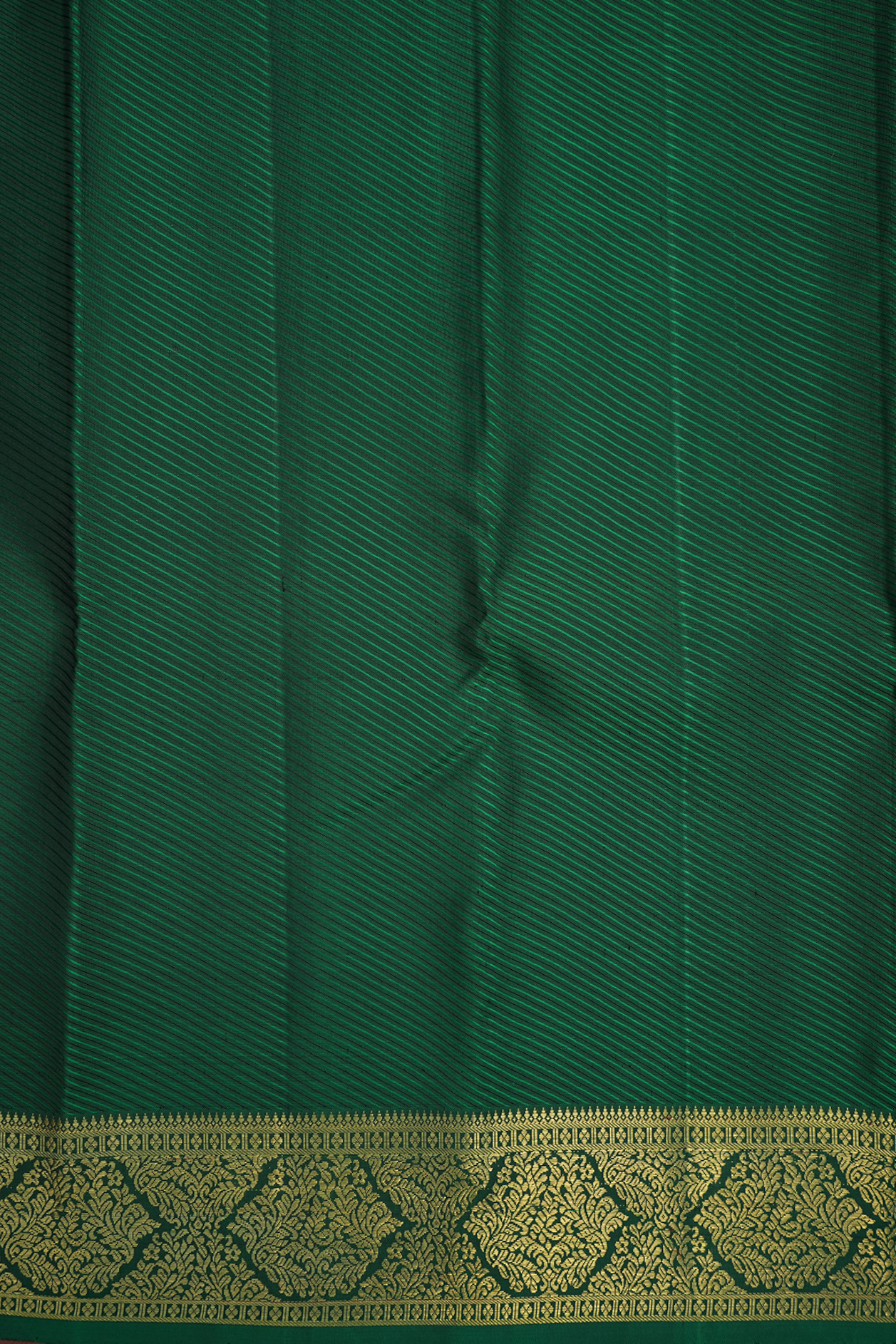 Stripes Design Forest Green Kanchipuram Silk Saree