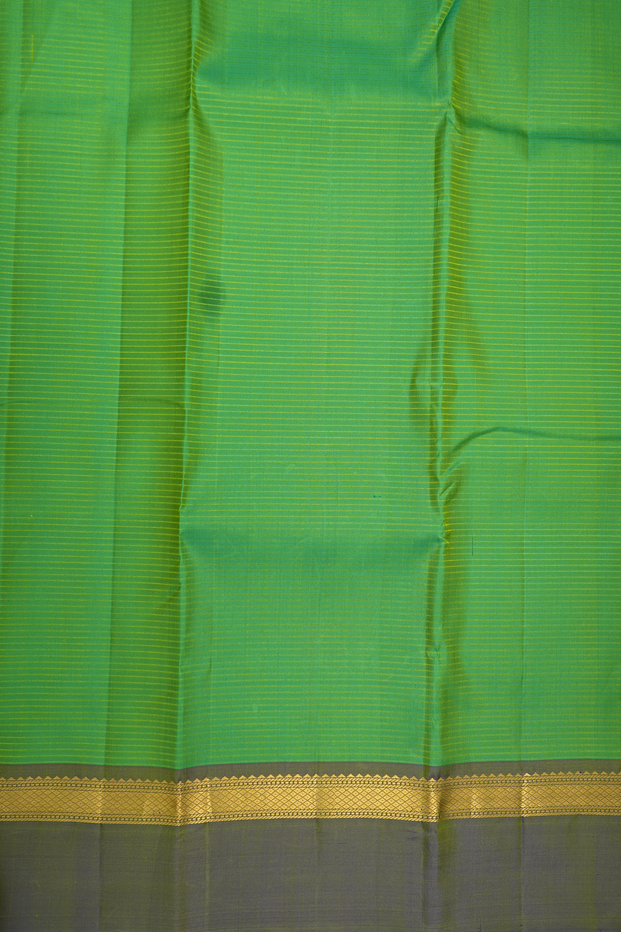 Stripes Design Green Kanchipuram Silk Saree