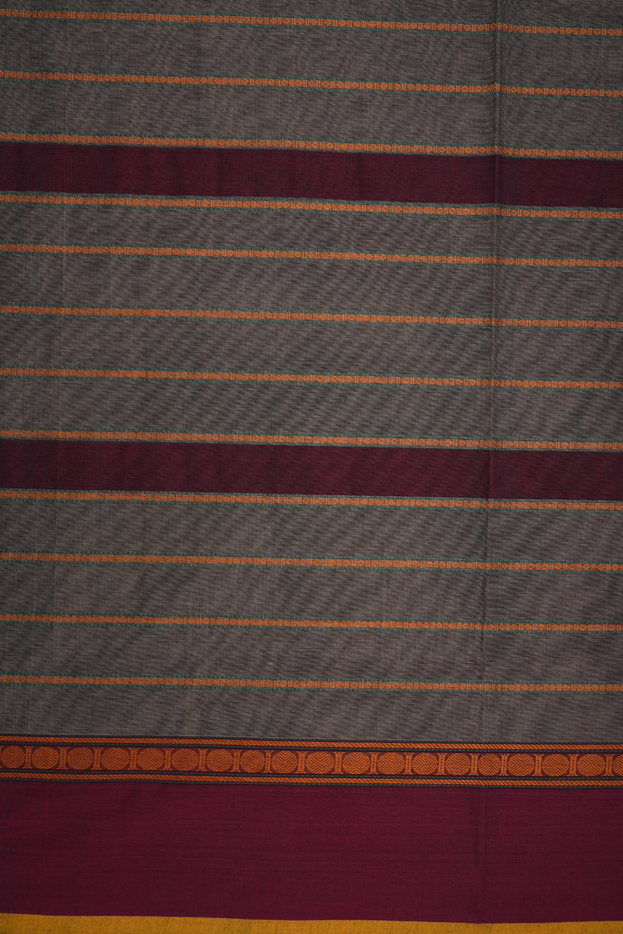 Stripes Design Khaki Coimbatore Cotton Saree