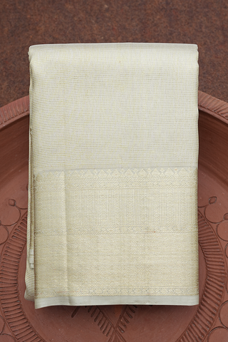 Stripes Design Off White Kanchipuram Silk Saree