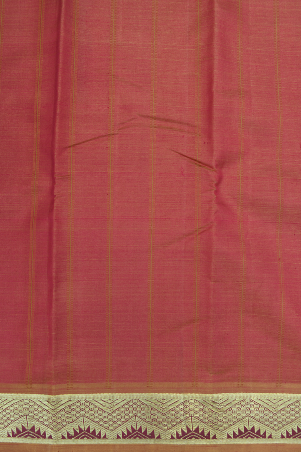 Stripes Design Burnt Orange Kanchipuram Silk Saree