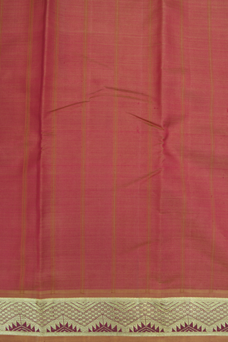 Stripes Design Burnt Orange Kanchipuram Silk Saree