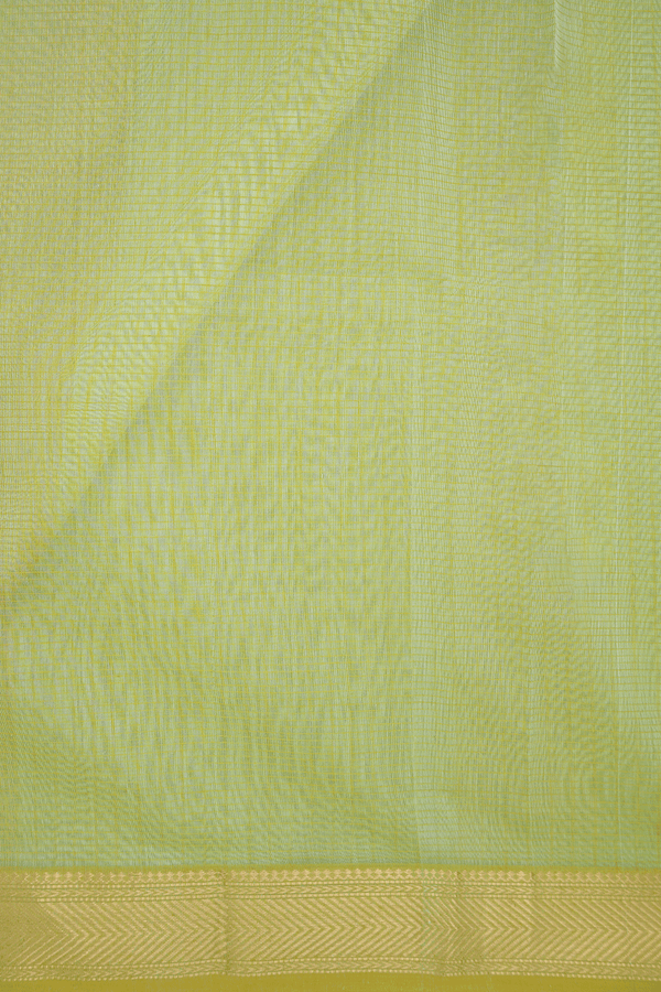 Zari Border Pastel Green Maheswari Silk Cotton Saree
