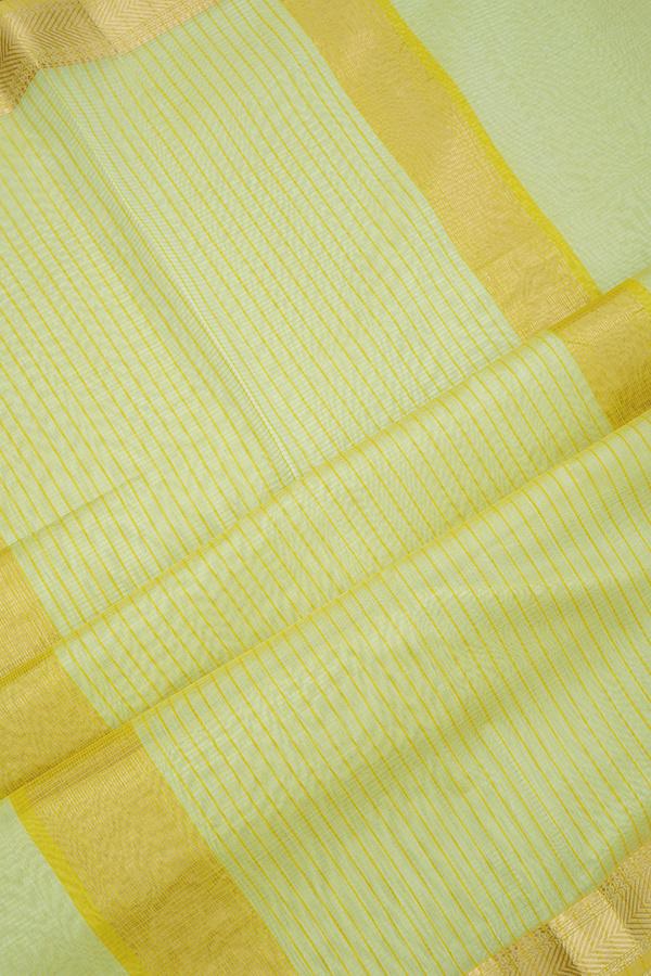 Zari Border Pastel Green Maheswari Silk Cotton Saree