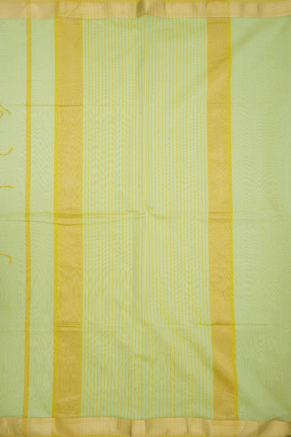 Zari Border Pastel Green Maheswari Silk Cotton Saree