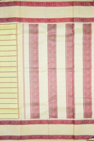 Stripes Design Pastel Yellow Kanchipuram Silk Saree