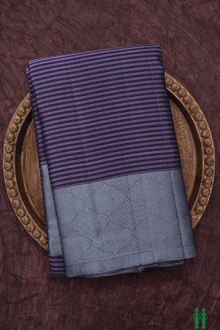 Allover Stripes Design Purple Kanchipuram Silk Saree