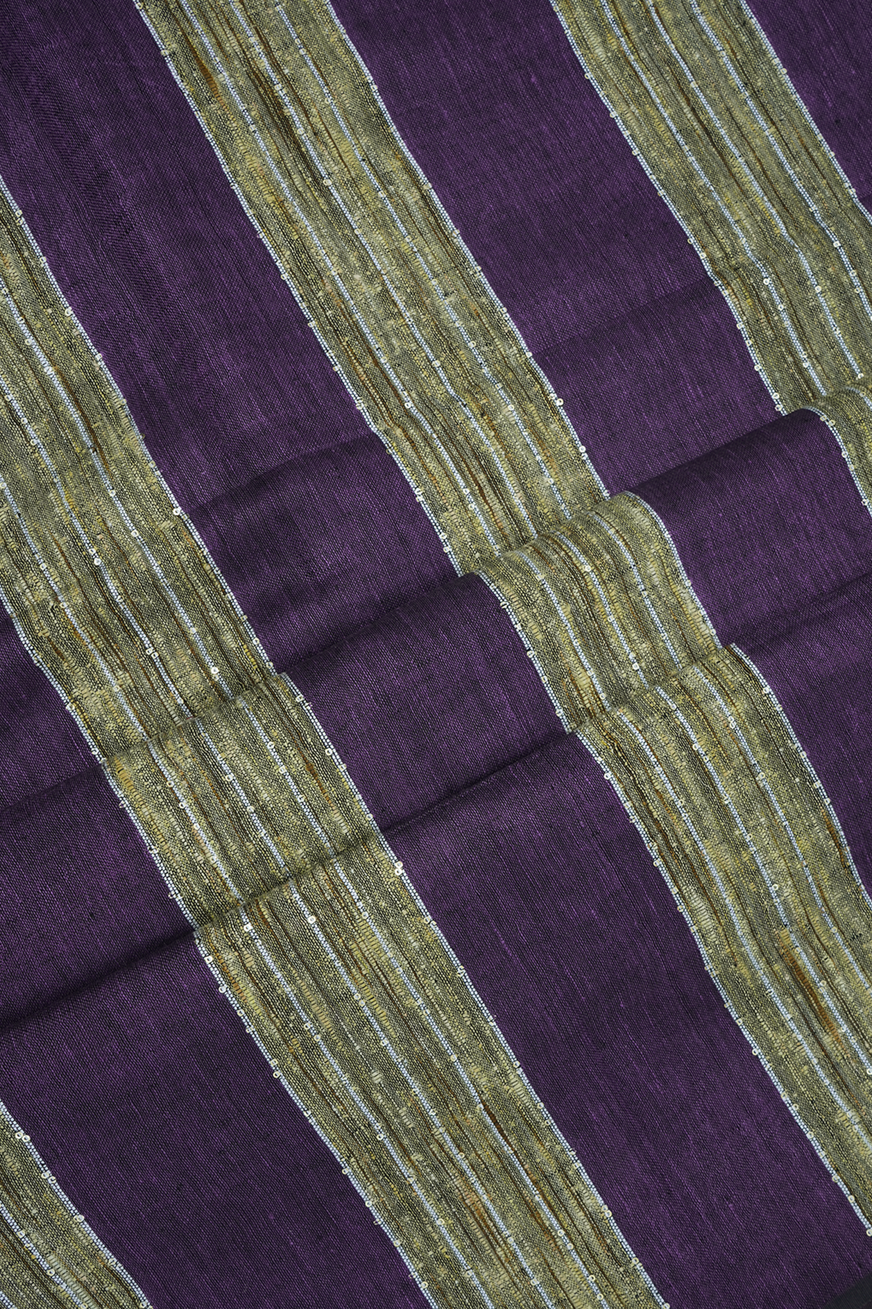 Stripes Design Regal Purple Semi Linen Saree