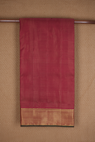 Stripes Design Ruby Red Kanchipuram Nine Yards Silk Saree