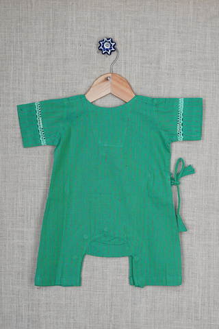 Stripes Design Sea Green Cotton Jumpsuit