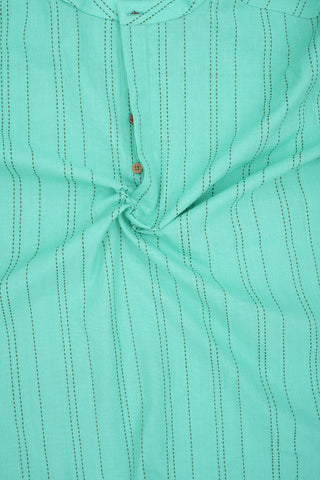 Stripes Design Sea Green Cotton Short Kurta
