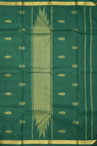 Stripes Design Shades Of Green Kanchipuram Silk Saree